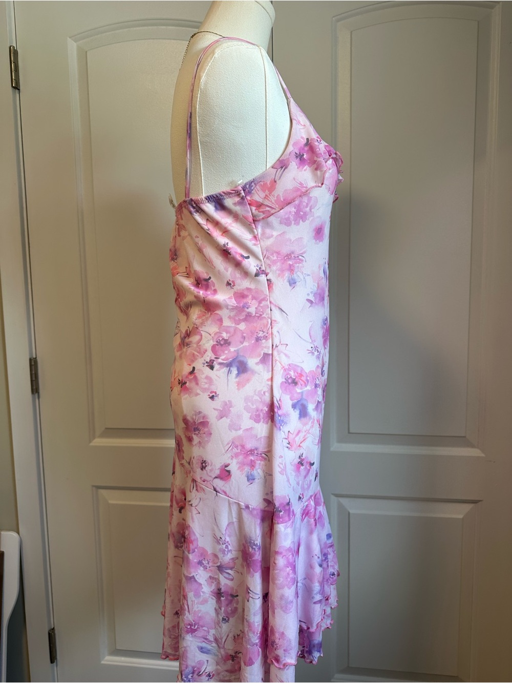 Pink & Purple Floral Ruffle Slip Dress - Picture 5 of 8